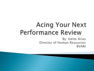Acing Your Next Performance Review