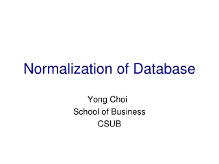 Normalization of Database