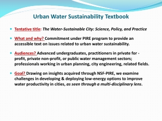 Urban Water S ustainability Textbook