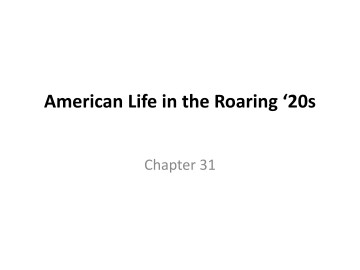 american life in the roaring 20s
