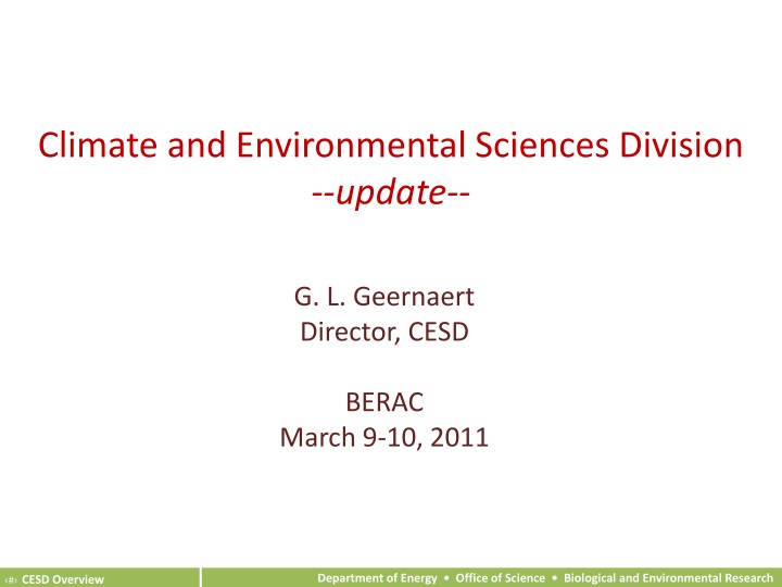 climate and environmental sciences division update