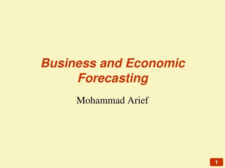 business and economic forecasting