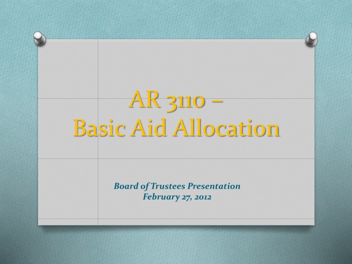 ar 3110 basic aid allocation