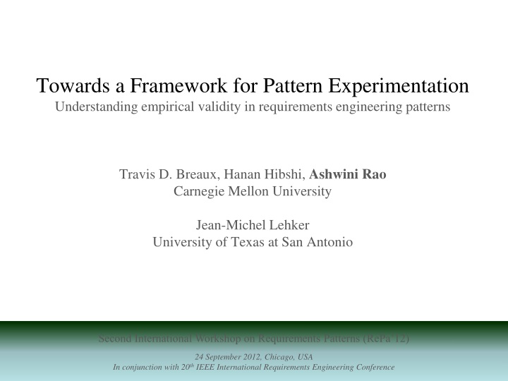 towards a framework for pattern experimentation