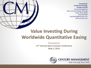 Value Investing During Worldwide Quantitative Easing