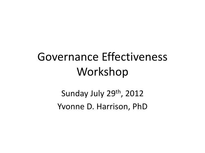 governance effectiveness workshop