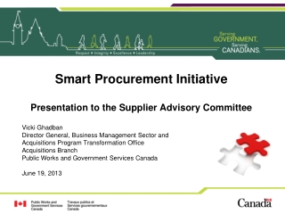 Smart Procurement Initiative Presentation to the Supplier Advisory Committee