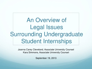 An Overview of Legal Issues Surrounding Undergraduate Student Internships