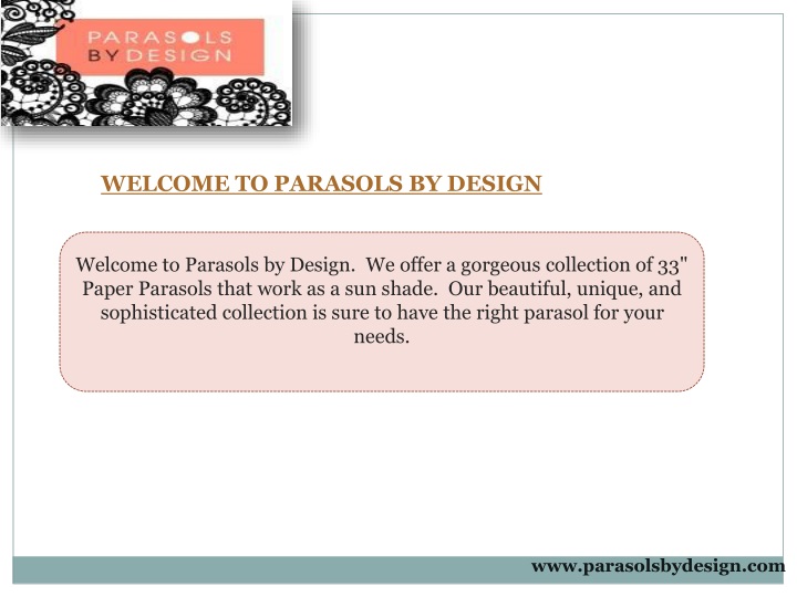 welcome to parasols by design