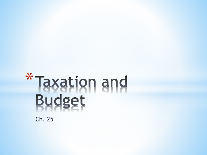 taxation and budget