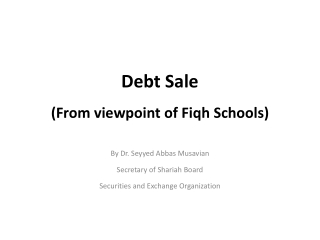 Debt Sale (From viewpoint of Fiqh Schools)
