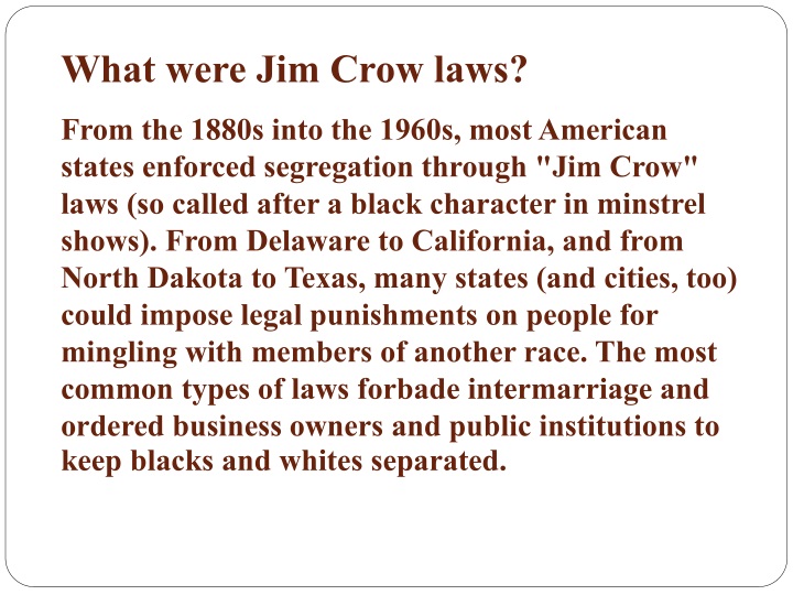 what were jim crow laws from the 1880s into