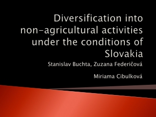 Diversification into non-agricultural activities under the conditions of Slovakia