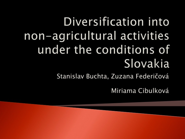 diversification into non agricultural activities under the conditions of slovakia