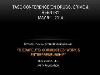 TASC CONFERENCE ON DRUGS, CRIME &amp; REENTRY MAY 9 TH , 2014