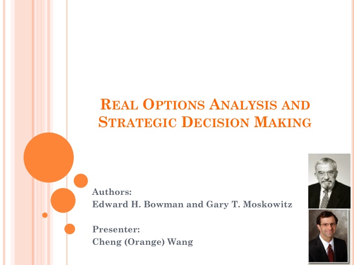 real options analysis and strategic decision making