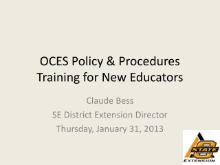 OCES Policy &amp; Procedures Training for New Educators