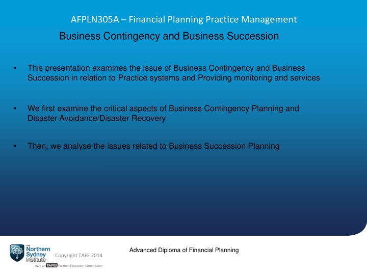 afpln305a financial planning practice management