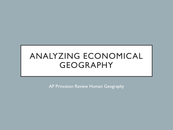 analyzing economical geography