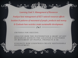 Learning Goal 3: Management of Resources