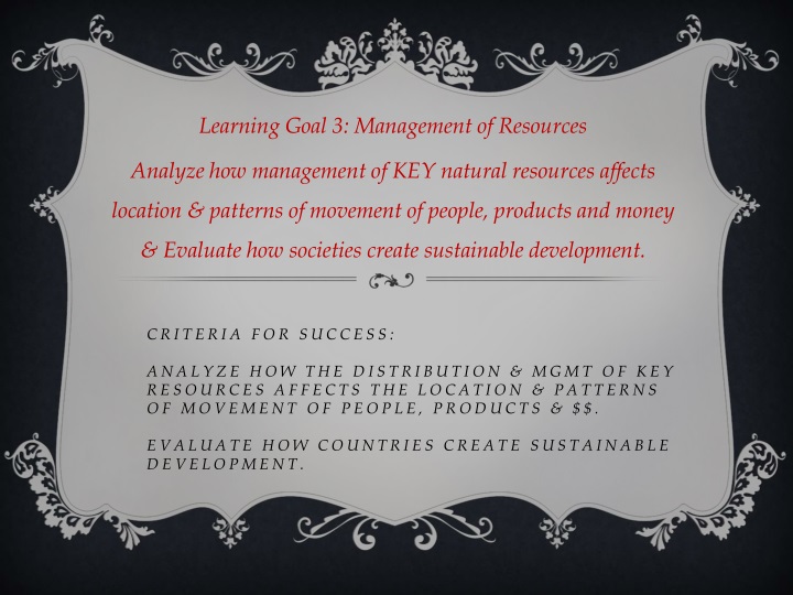 learning goal 3 management of resources analyze
