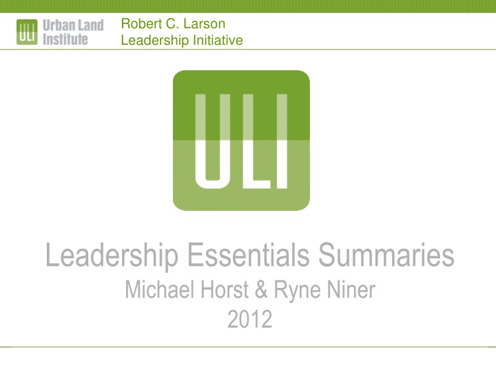 leadership essentials summaries michael horst ryne niner 2012