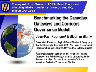 Benchmarking the Canadian Gateways and Corridors Governance Model