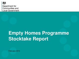 Empty Homes Programme Stocktake Report
