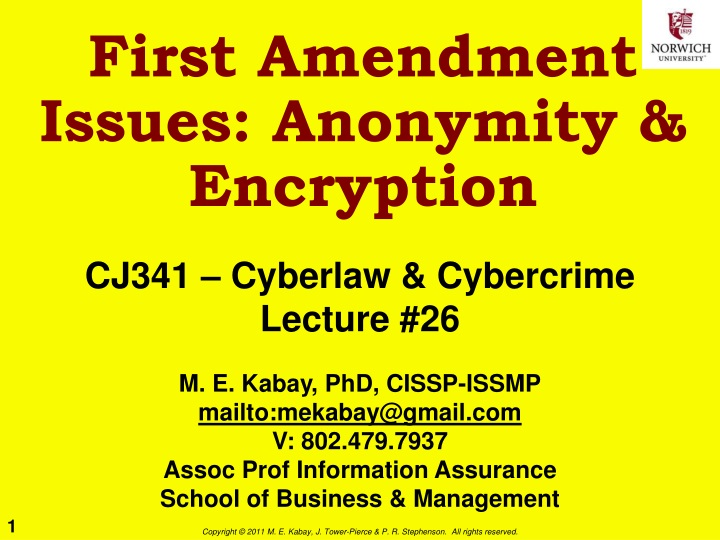 first amendment issues anonymity encryption