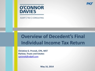 Overview of Decedent’s Final Individual Income Tax Return