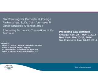 Practising Law Institute Chicago: April 29 – May 1, 2014 New York: May 20-22, 2014