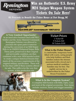 Win an Authentic U.S. Army M24 Sniper Weapon System Tickets On Sale Here !