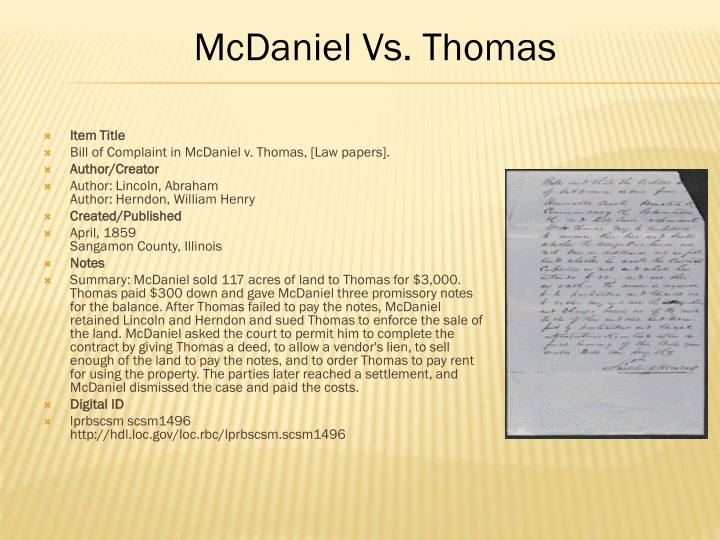 item title bill of complaint in mcdaniel v thomas