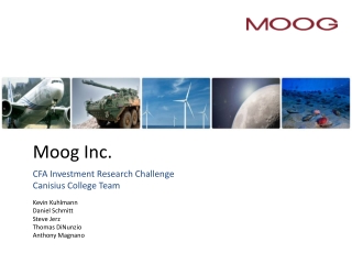 Moog Inc. CFA Investment Research Challenge Canisius College Team Kevin Kuhlmann Daniel Schmitt