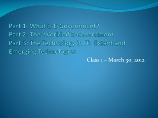 Class 1 – March 30, 2012