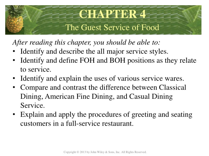 chapter 4 the guest service of food