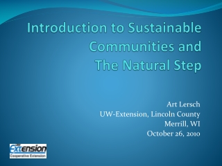 Introduction to Sustainable Communities and The Natural Step