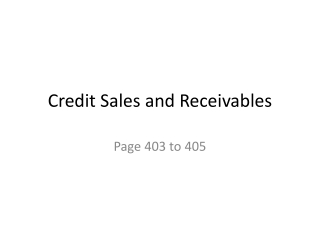 Credit Sales and Receivables