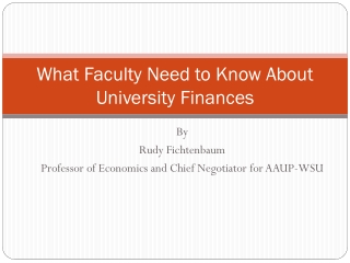 What Faculty Need to Know About University Finances