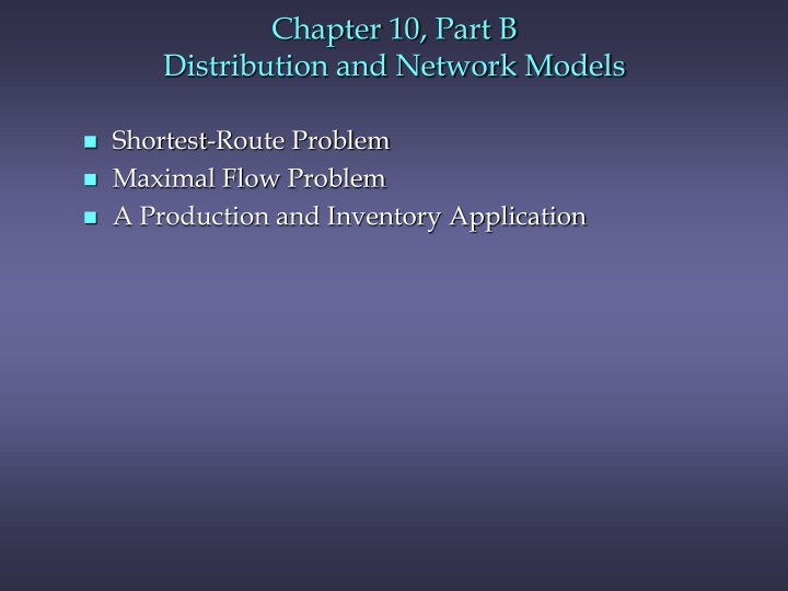 chapter 10 part b distribution and network models