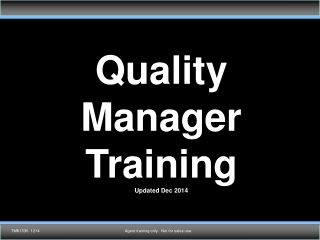 Quality Manager Training Updated Dec 2014