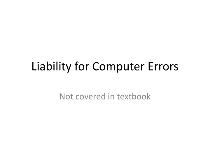 liability for computer errors