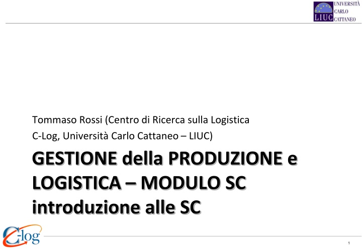 gestione della produzione e logistica modulo sc introduzione alle sc