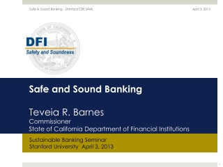 Sustainable Banking Seminar Stanford University April 3, 2013