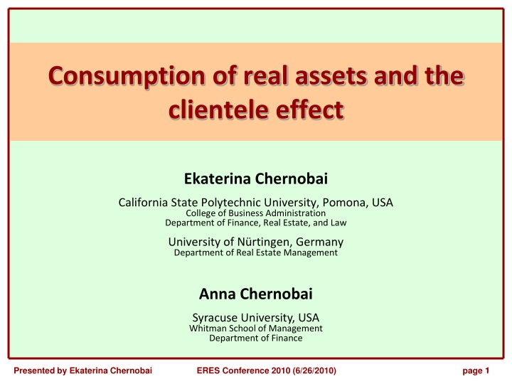 consumption of real assets and the clientele effect