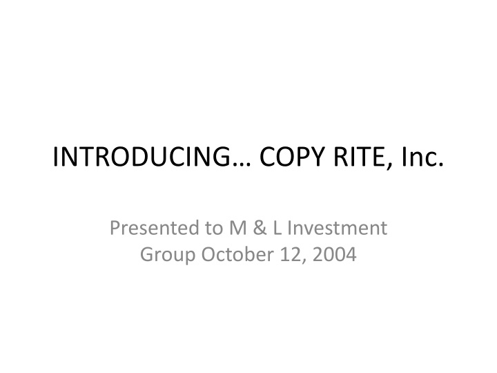 introducing copy rite inc