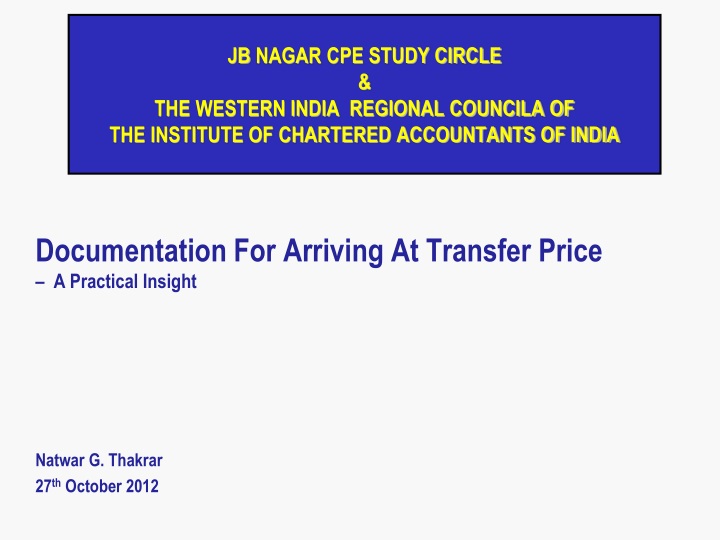 documentation for arriving at transfer price a practical insight