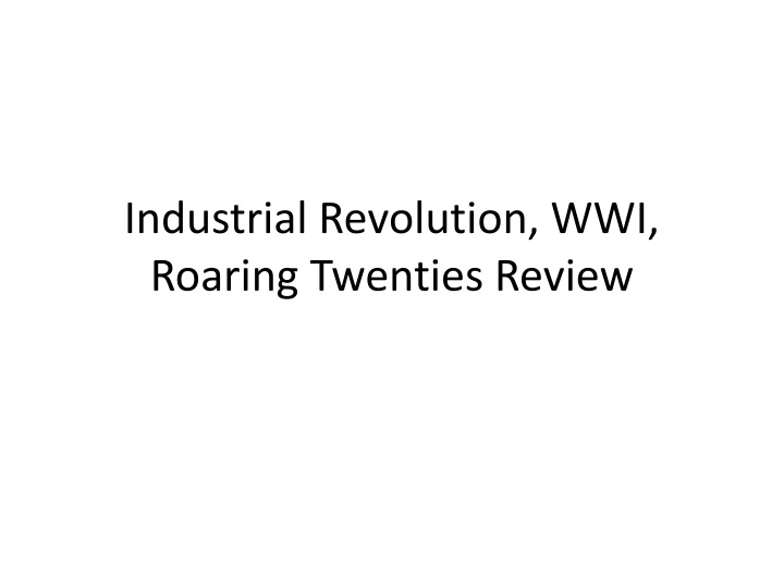 industrial revolution wwi roaring twenties review