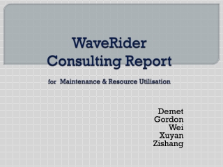 WaveRider Consulting Report for Maintenance &amp; Resource Utilisation