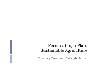 formulating a plan sustainable agriculture